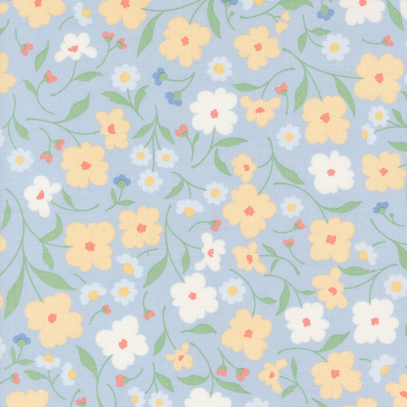 Cottage Charm: POWDERED BLUE Wallpaper Flowers Fabric (1/2 yd) by My Sew Quilty Life