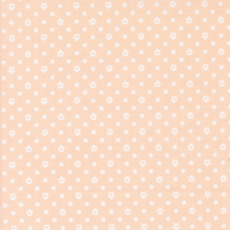 Cottage Charm: WHIPPED PEACH Dots Houses Fabric (1/2 yd) by My Sew Quilty Life