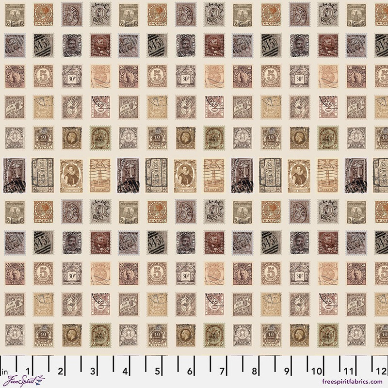 Eclectic Elements Palette: NEUTRAL STAMPS Fabric (1/2 yd.) by Tim Holtz