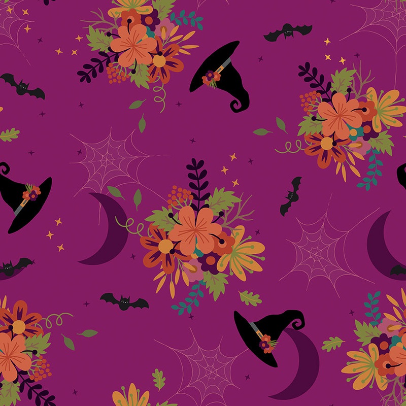 Little Witch: MAIN MAGENTA Fabric C14560-MAGENTA (1/2 yd.)