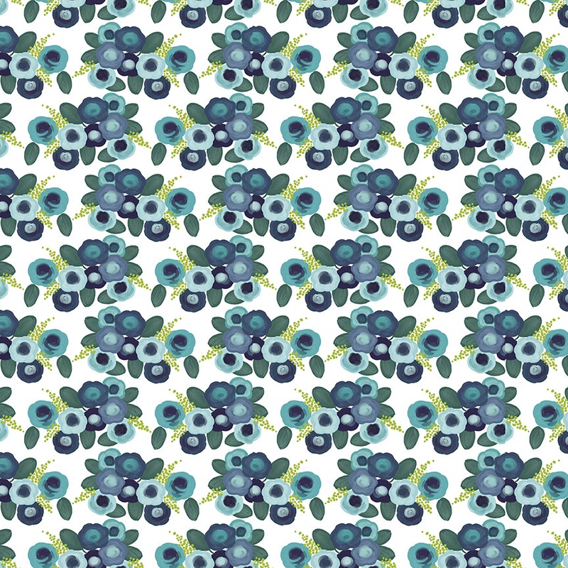 Morning Meadow: ROSES WHITE Fabric (1/2 yd)