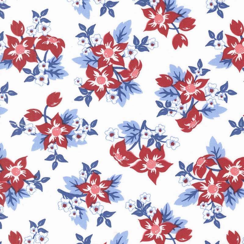 Star Spangled: PATRIOTIC MEMORIAL FLOWERS Fabric (1/2 yd)