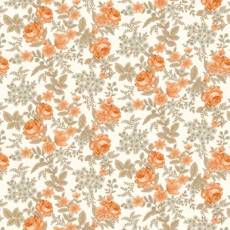 Cream Cabbage Rose 108 Cotton (1126-43)  Sold in UNITS of  metre