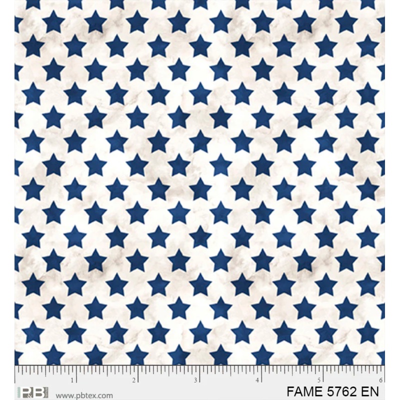 Farmhouse Americana: White with Navy SET STARS Fabric (1/2 yd)