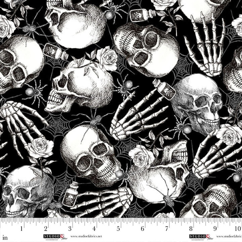 Fear Factory: BLACK SCULL and HANDTOSS Fabric (1/2 yd)