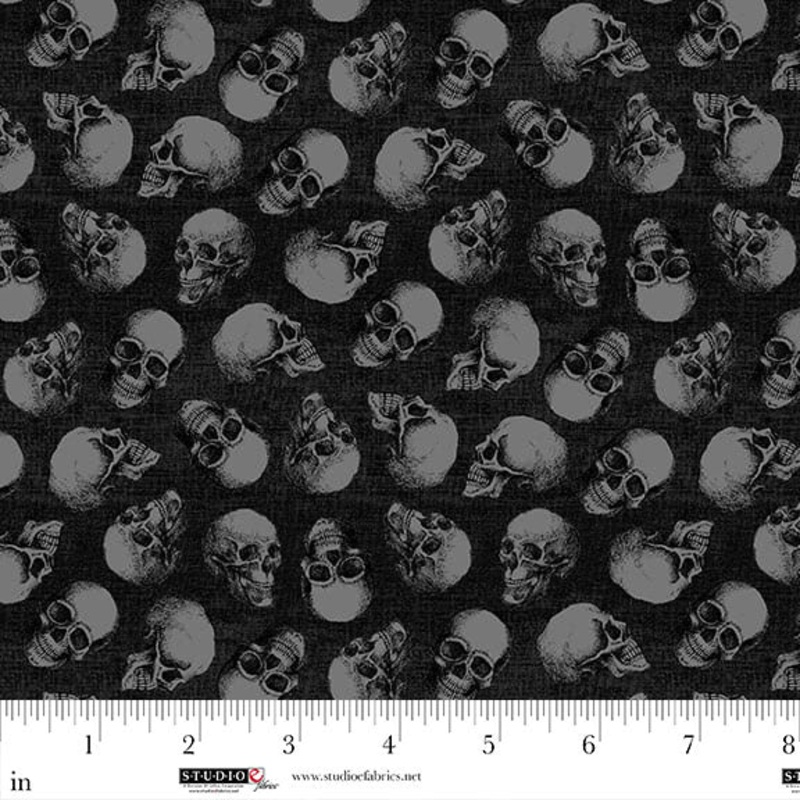 Fear Factory: BLACK SMALL SKULLTOSS Fabric (1/2 yd)