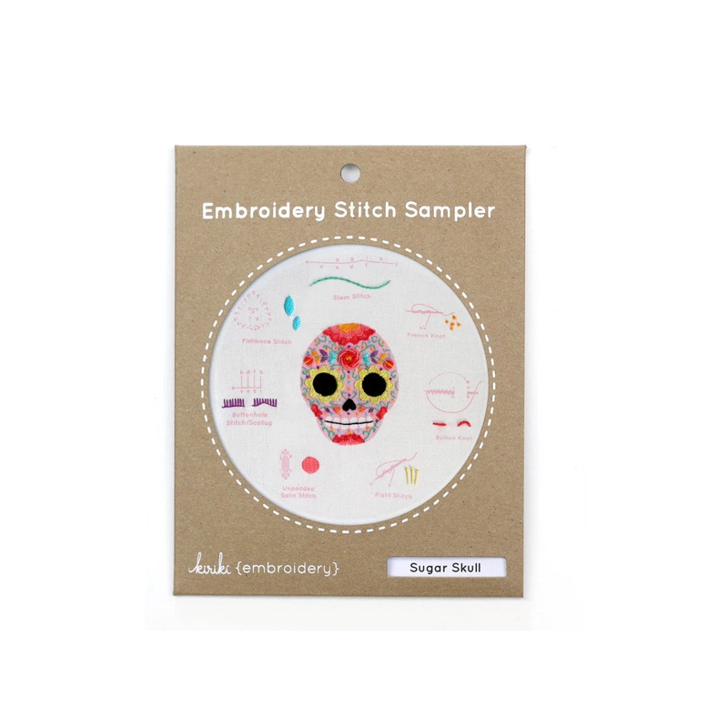 Sugar Skull Embroidery Stitch Sampler