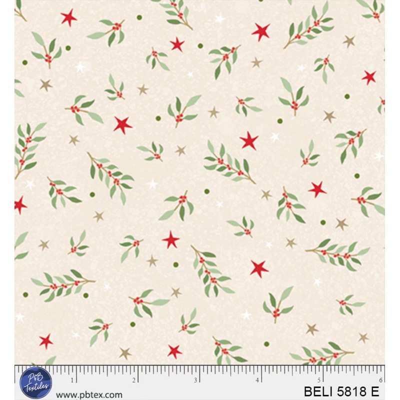Believe: TOSSED SPRIGS and STARS Cream Fabric (1/2 yd)