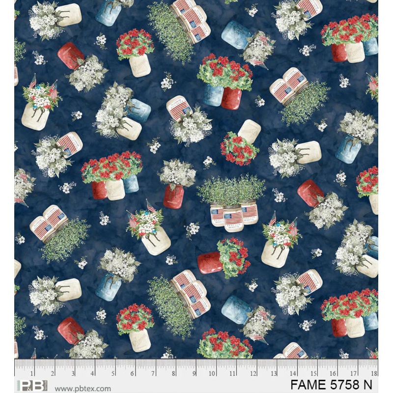Farmhouse Americana: BOUQUET JAR TOSS Fabric (1/2 yd)