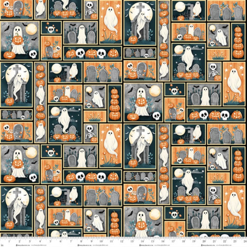 Ghosts in the Graveyard: GHOST PATCHWORK GLOW Multi Fabric (1/2 yd)