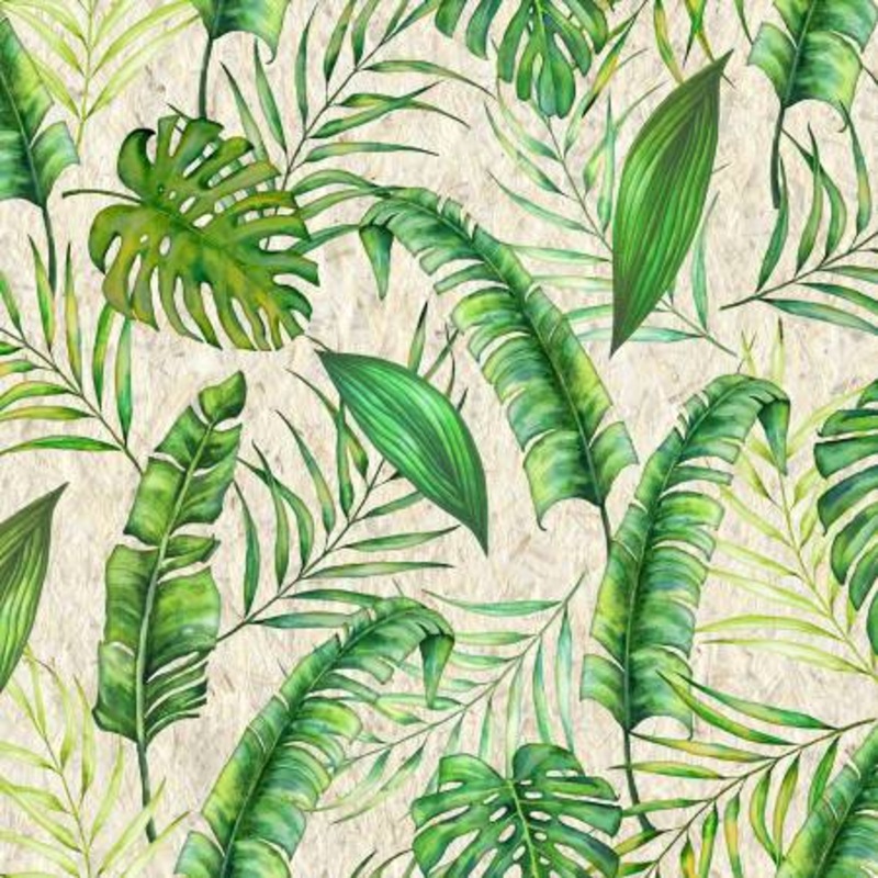Grasscloth Tropical Leaves 108 Cotton (53910W-1)   Sold in UNITS of  metre