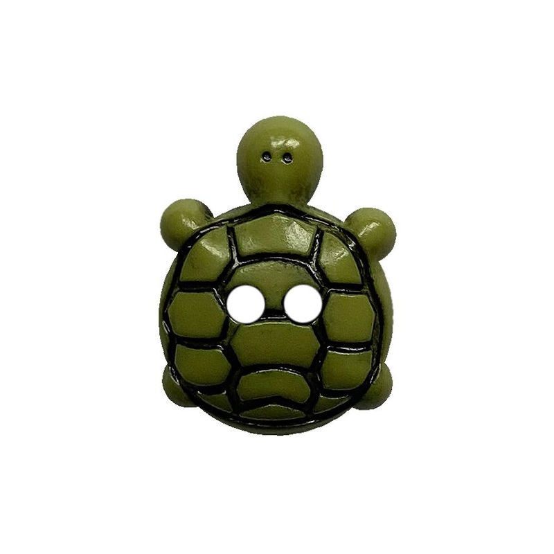 Novelty Button - Green Turtle - 15mm