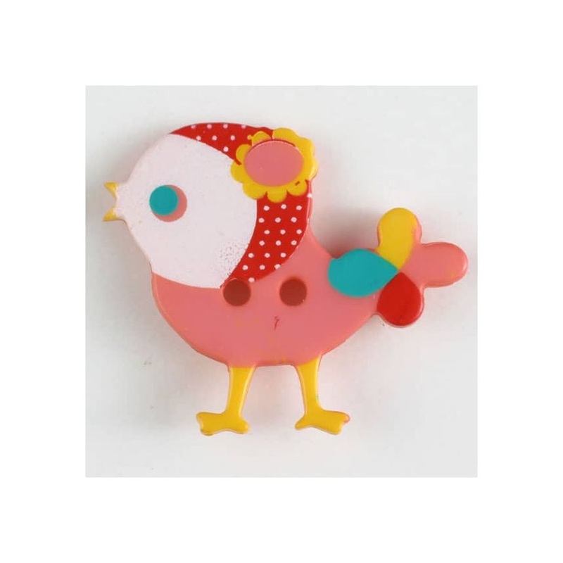 Novelty Button - Pink Bird 25mm