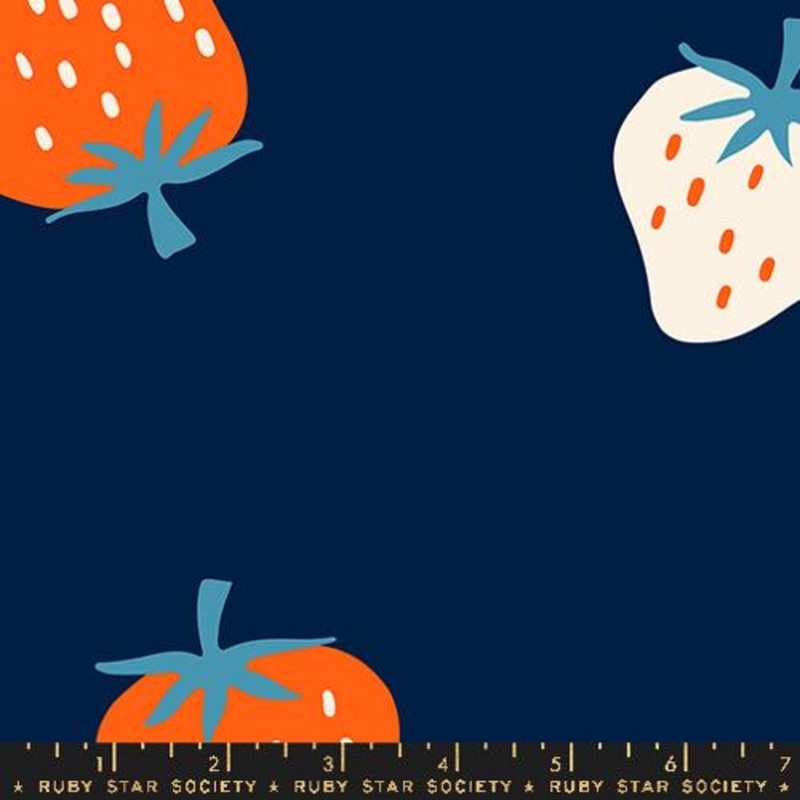 108 Backing Fabric :: Strawberries in Navy - $25.49/ Yard