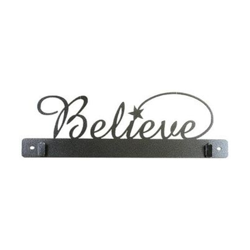 14-inch BELIEVE Quilt Holder with Clips - Charcoal