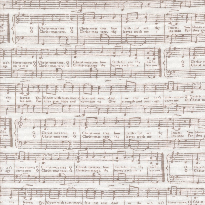 Berry and Pine: O Christmas Tree and Words Music Notes Snow Fabric (1/2 yd) by Lella Boutique