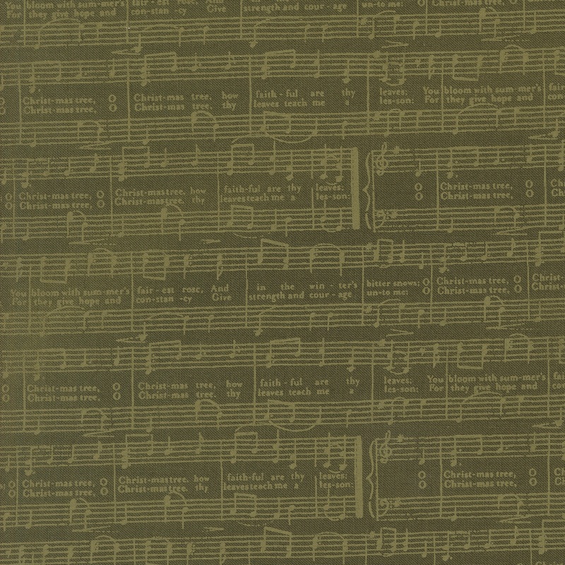 Berry and Pine: O Christmas Tree and Words Music Notes Wintergreen Fabric (1/2 yd) by Lella Boutique