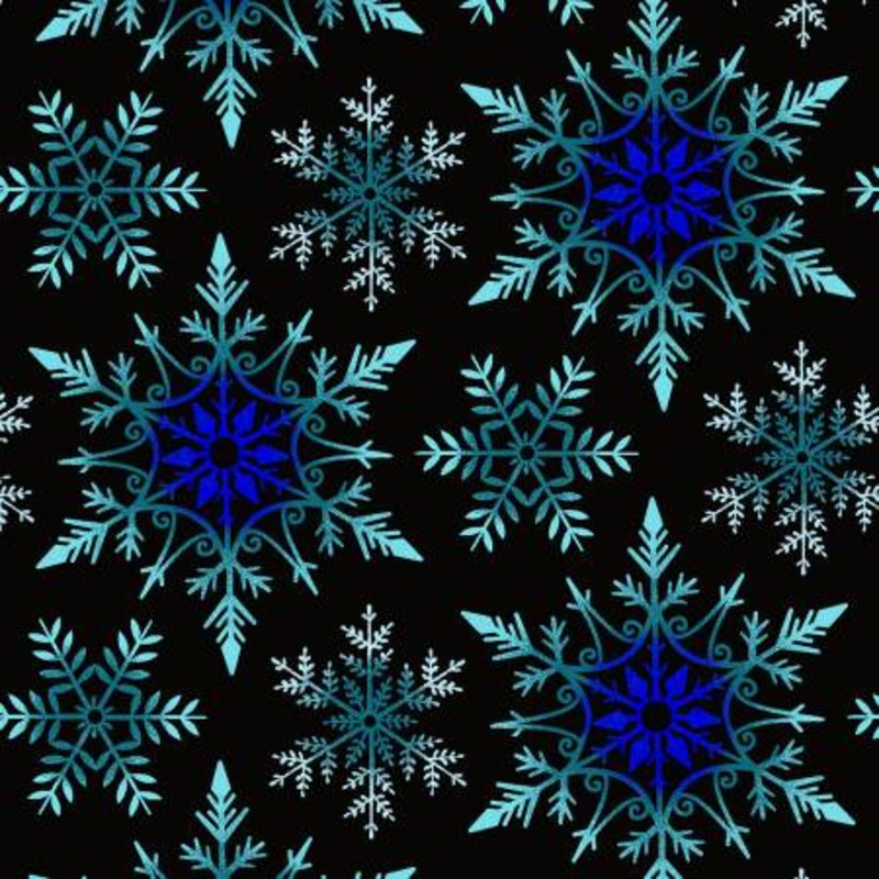 Black Multi Snowflakes 108 Cotton (1340-97)