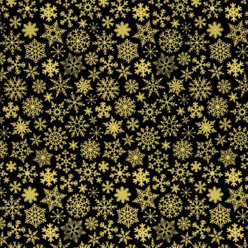 Black Snowflakes 108 Cotton (CDX2872-BLACK)  Sold in UNITS of  metre