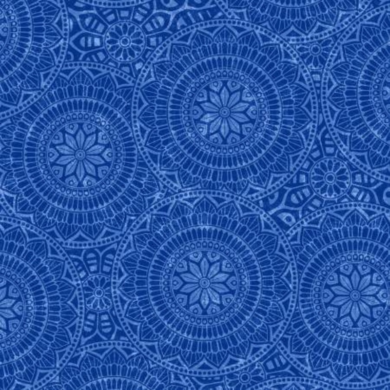 Blue Tossed Mandalas 118 Cotton (7637S-77)  Sold in UNITS of  metre