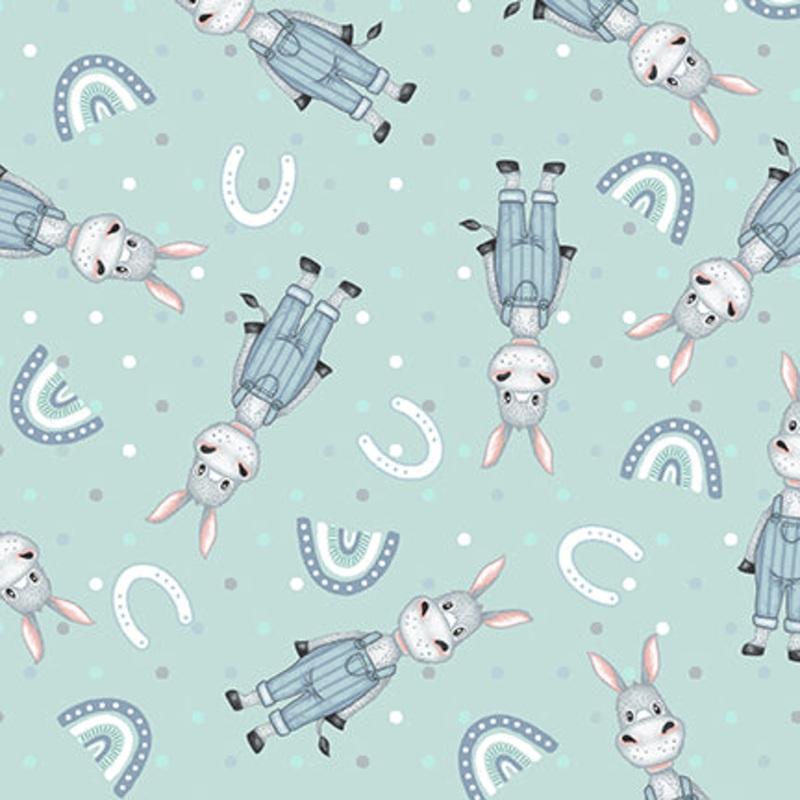 Boho Buddies: LIGHT TEAL DONKEY Fabric (1/2 yd)