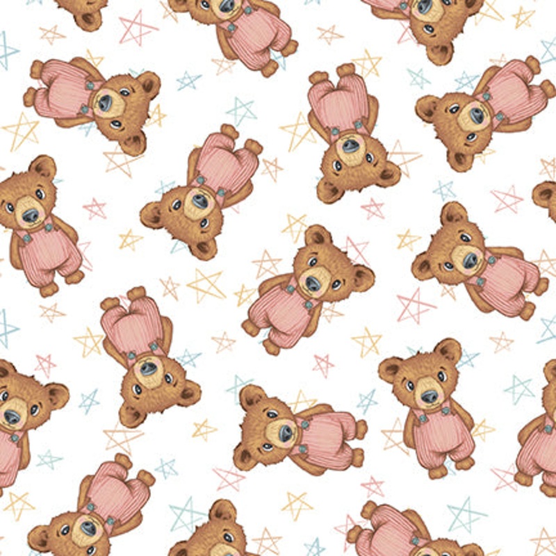 Boho Buddies: WHITE BEARS Fabric (1/2 yd)