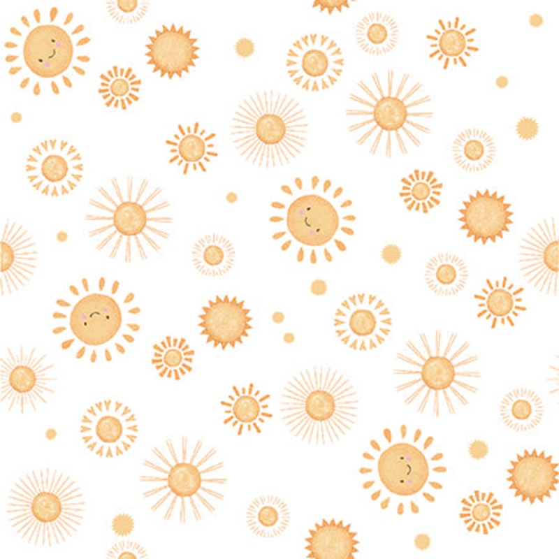 Boho Buddies: WHITE SUNSHINE Fabric (1/2 yd)
