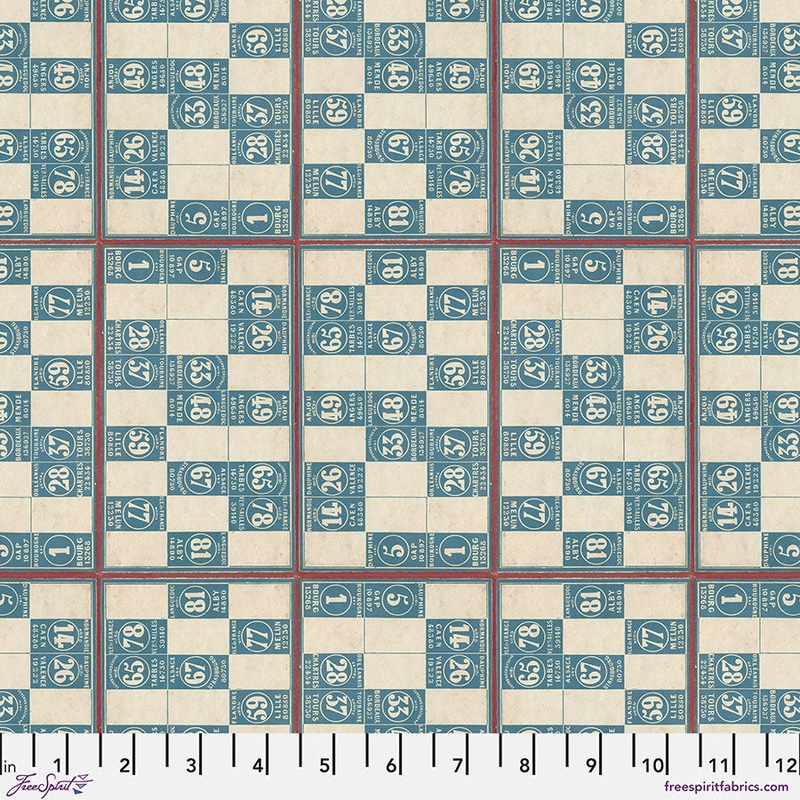 Eclectic Elements Palette: BLUE NUMBERS Fabric (1/2 yd) by Tim Holtz