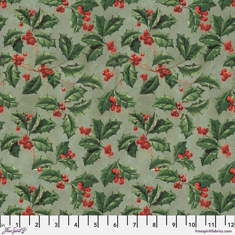 Eclectic Elements Seasonal Palette: CHRISTMAS HOLLY Fabric (1/2 yd) by Tim Holtz