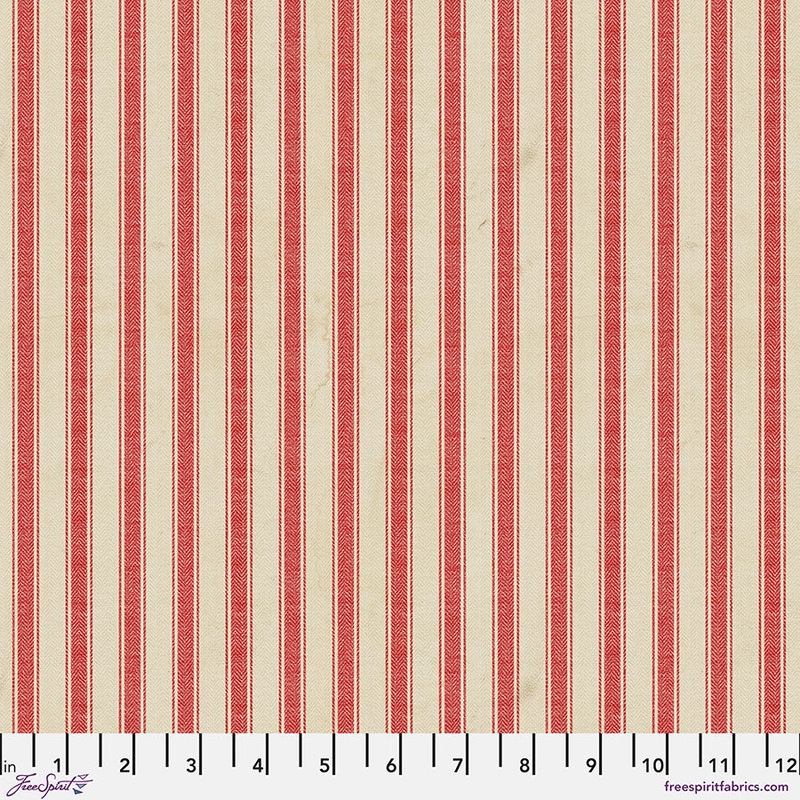 Eclectic Elements Seasonal Palette: CHRISTMAS LINEN STRIPE Fabric (1/2 yd) by Tim Holtz