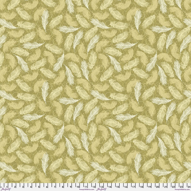 Findings: FEATHERS - GOLD Fabric (1/2 yd) by Valori Wells