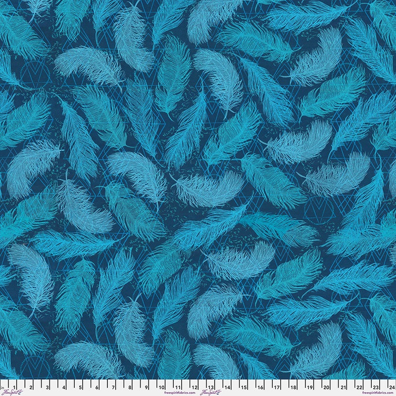 Findings: FEATHERS - INDIGO Fabric (1/2 yd) by Valori Wells