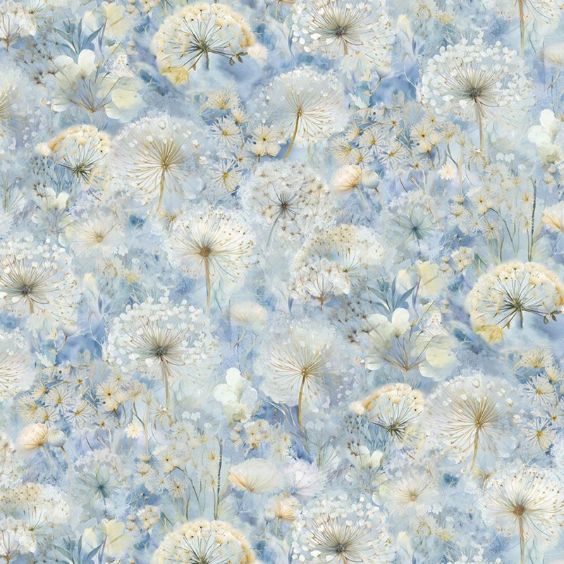 Forest Whisper: DANDELION FIELD SKY Fabric (1/2 yd)