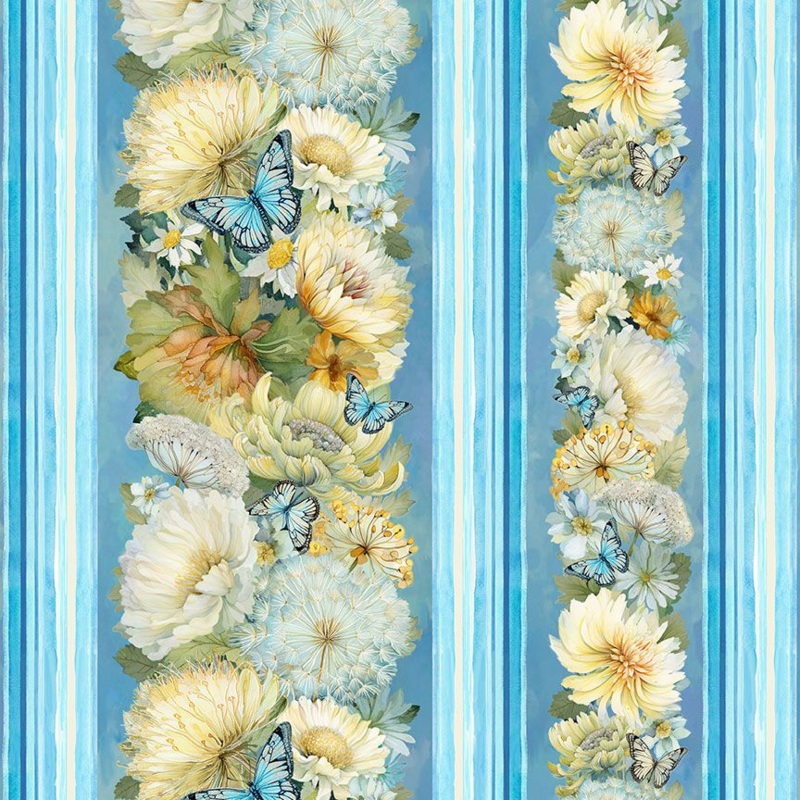 Forest Whisper: FLORAL 11 STRIPES Fabric (1/2 yd)