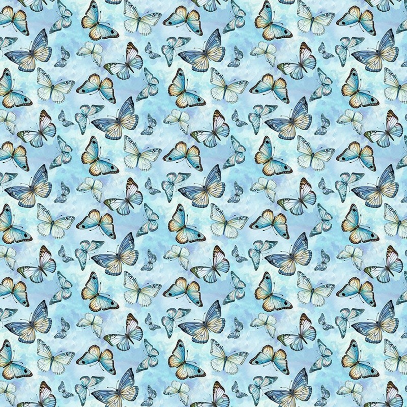 Forest Whisper: FLYING BUTTERFLIES SKY Fabric (1/2 yd)