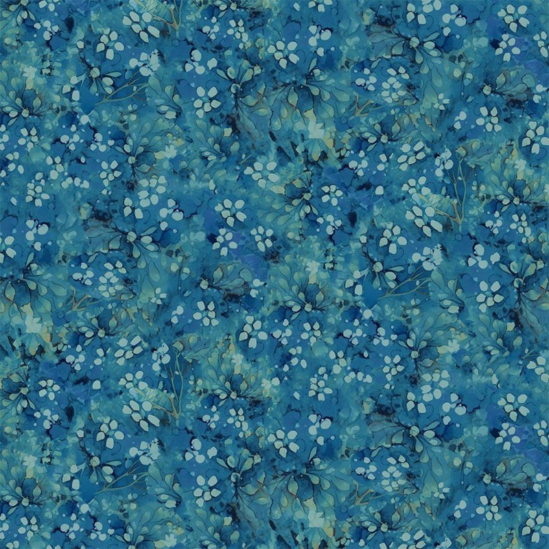 Forest Whisper: TONAL FLORAL COBALT Fabric (1/2 yd)