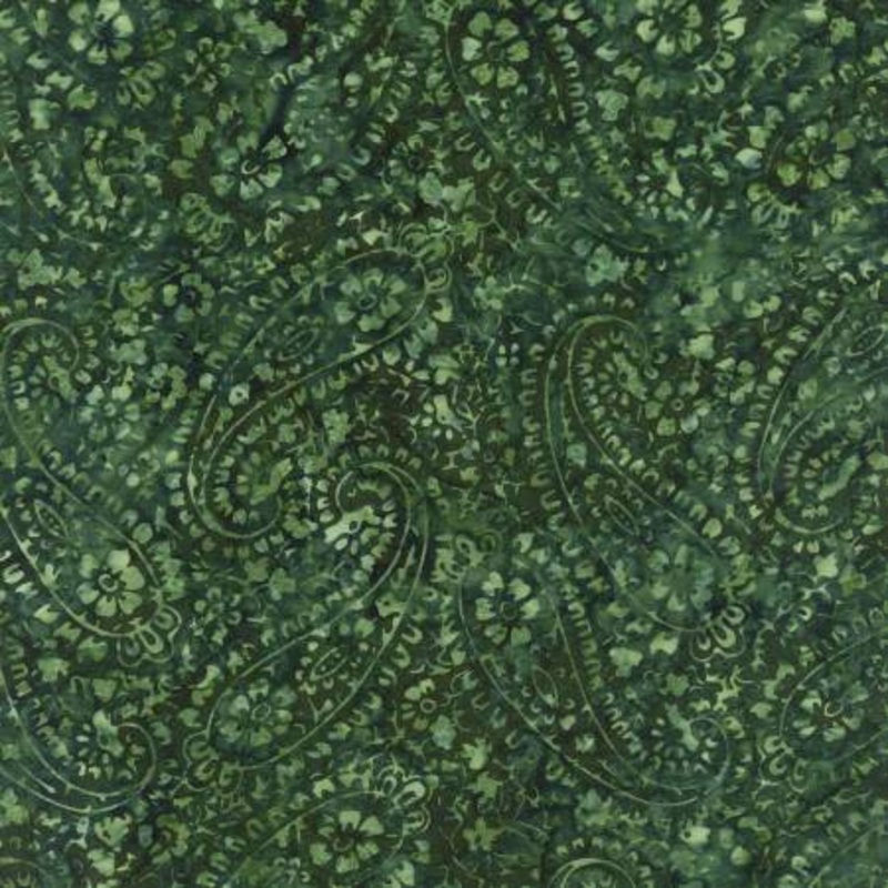 Green Floral Paisley 106 Batik (BX2329-GREEN)  Sold in UNITS of  metre