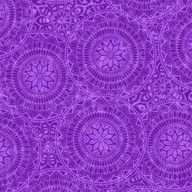 Plum Tossed Mandalas 118 Cotton (7637S-55)  Sold in UNITS of  metre