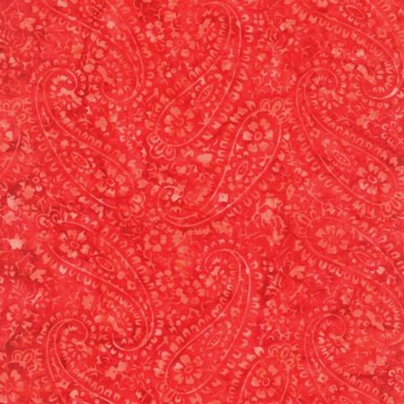 Red Floral Paisley 106 Batik (BX2329-RED)  Sold in UNITS of  metre