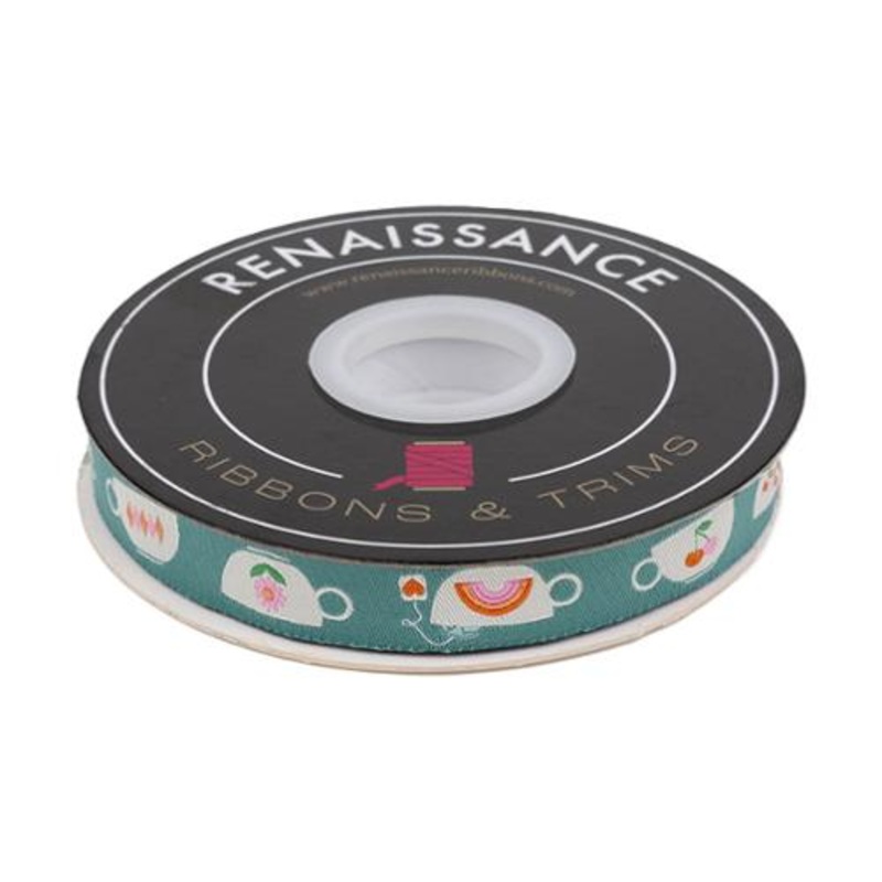 Ribbon:: Teacups Turquoise $5.00/ Yard