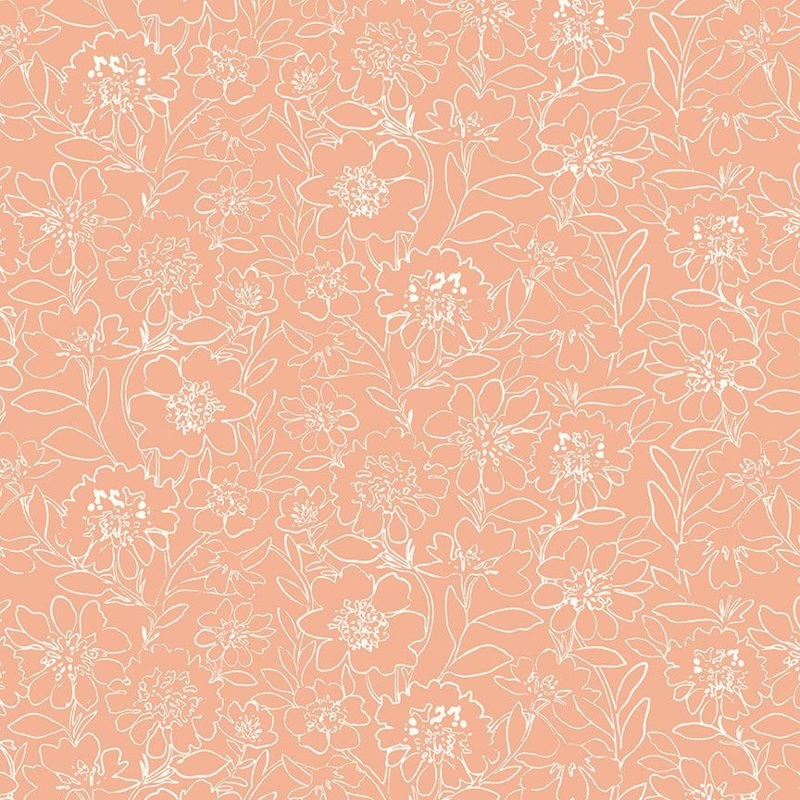 Secret Garden: SECRET GARDEN ORANGE Fabric (1/2 yd)