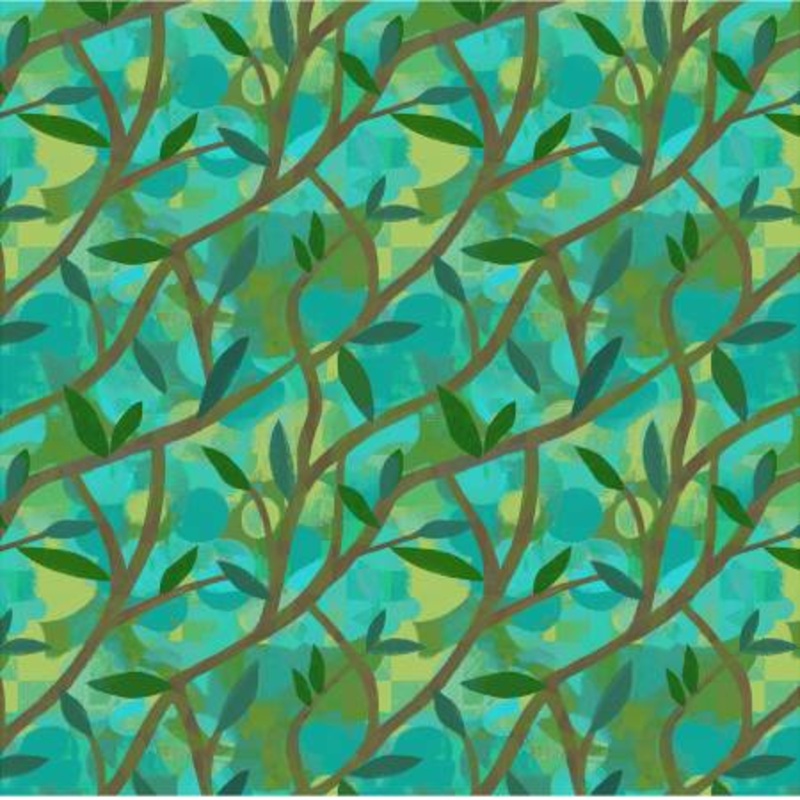 Teal Growing Tree 108 Cotton (53939DW-1DES)  Sold in UNITS of  metre