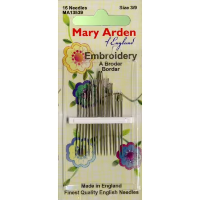 Mary Arden Embroidery/ Crewel Needles sz 3/9