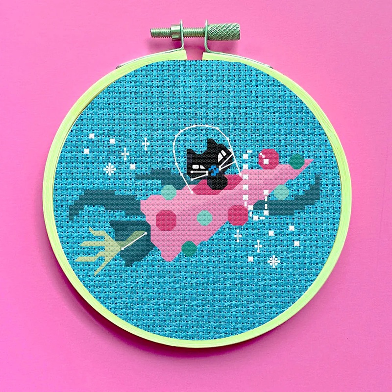 Rocket Kitty by Fluff Cross Stitch Kit