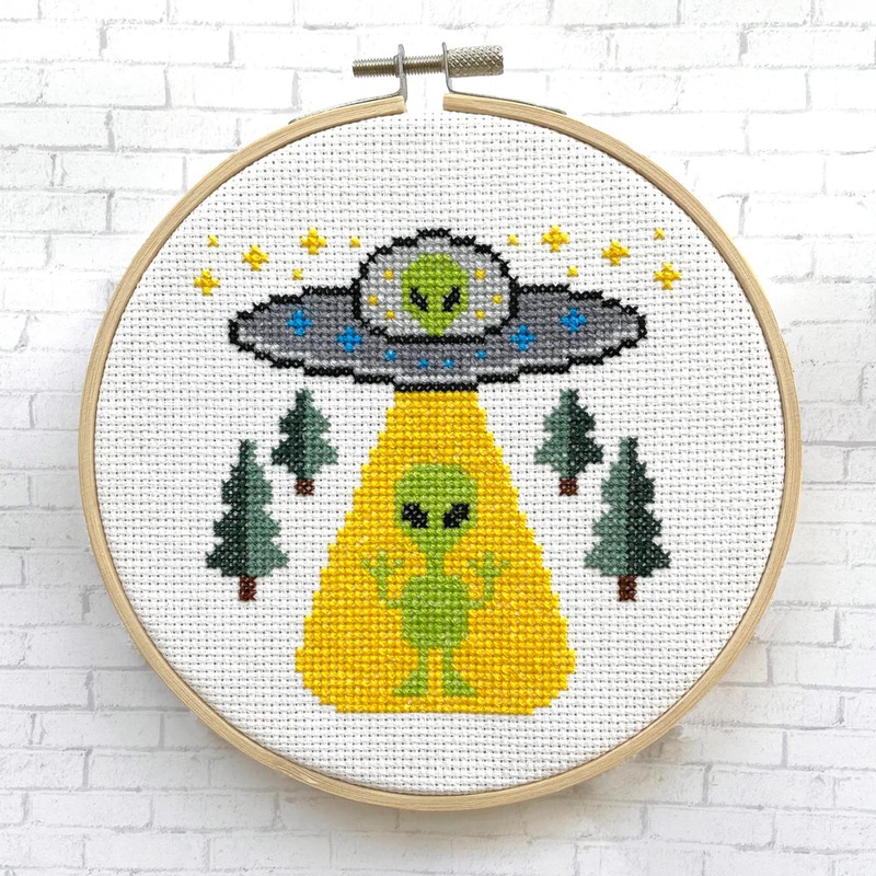 We Are Not Alone Alien Cross Stitch Kit