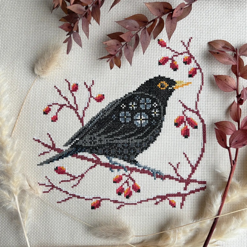 Blackbird At Dawn Cross Stitch Kit