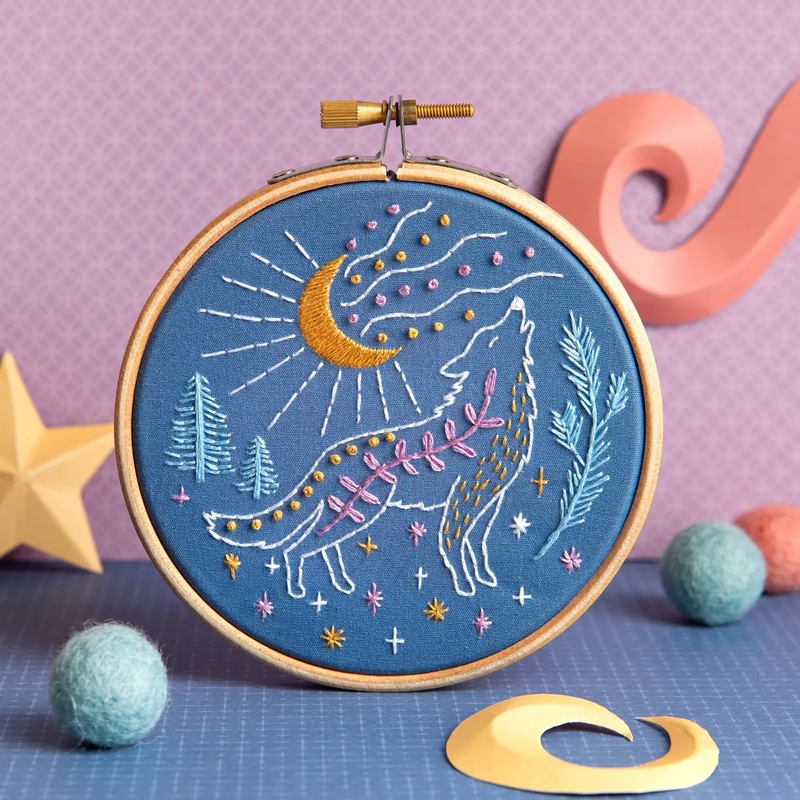 Celestial Wolf Mini Embroidery Kit