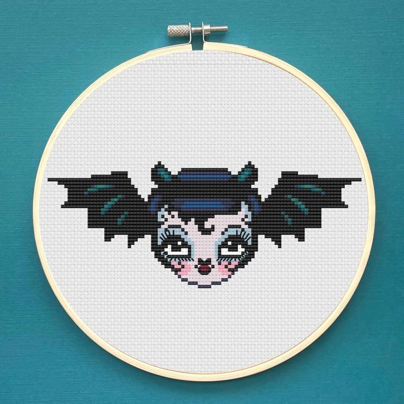 Vampire Bat Dolly Counted Cross Stitch DIY KIT