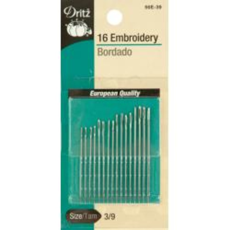 Dritz Embroidery Needles Sizes 3/9 16 ct