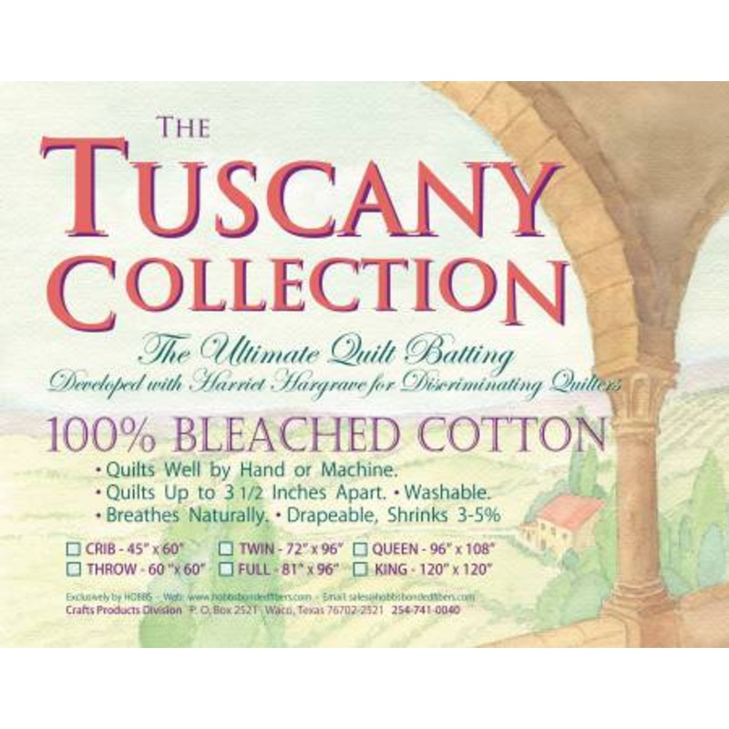 Hobbs Tuscany Bleached Cotton Batting Throw Size Pre-Cut Batting (60x60) (TB60)